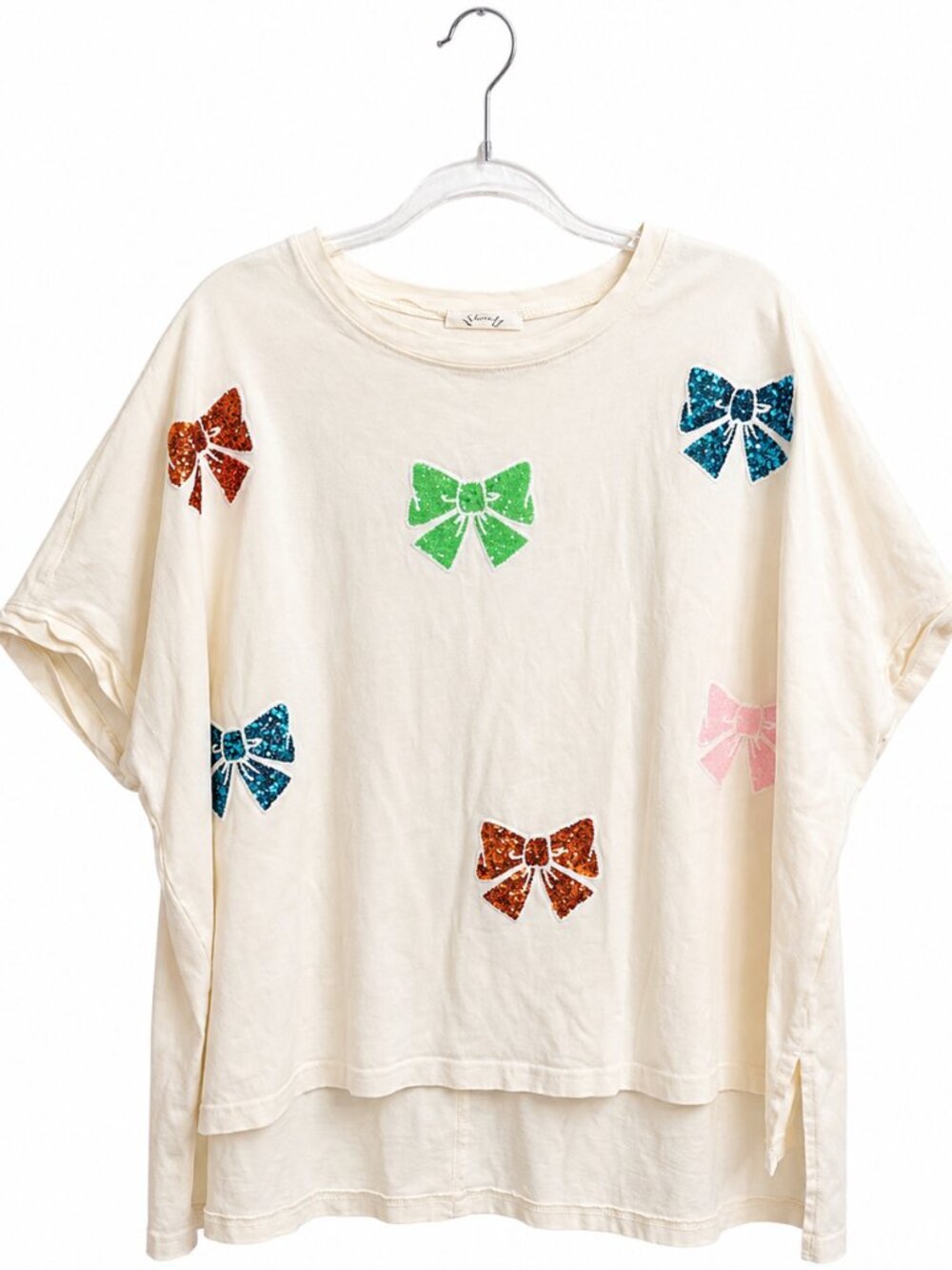 Fantastic Fawn Sequin Bow Top